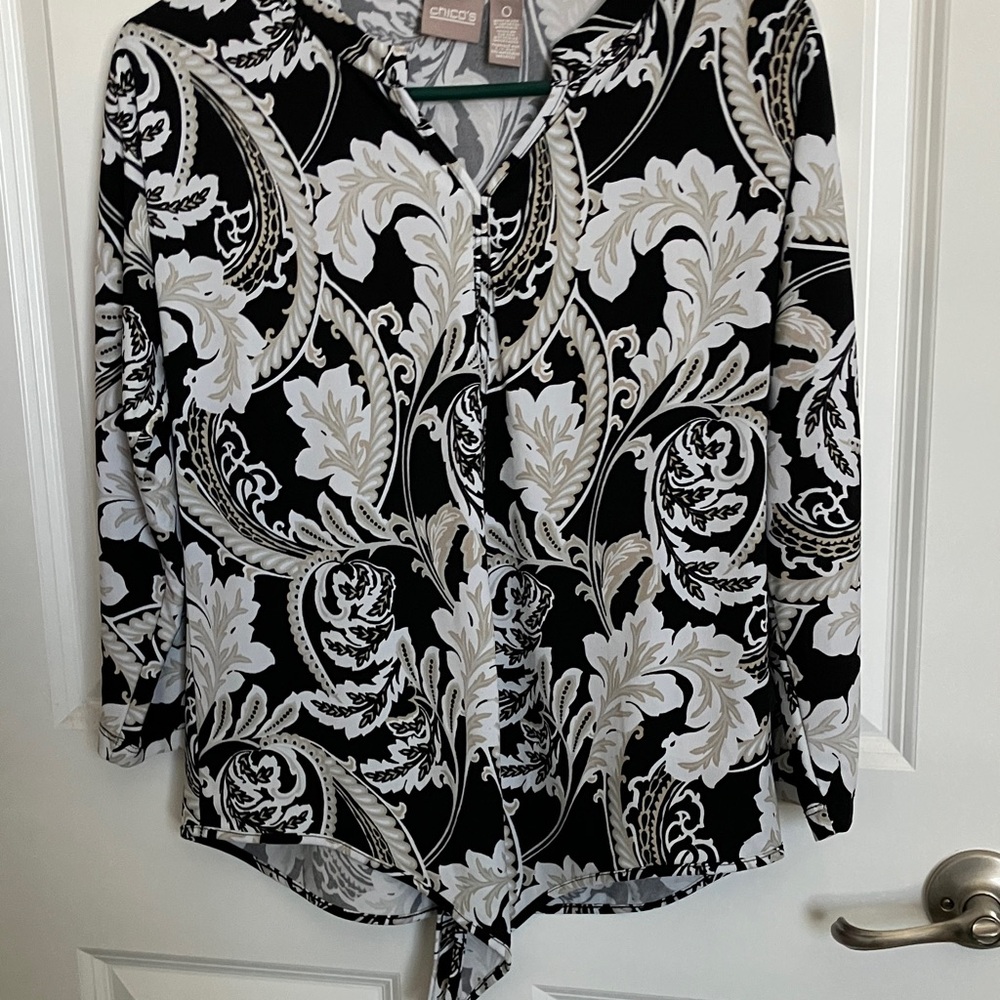 Chico's Elegant Black and Cream Blouse